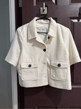 Rachel Zoe Ivory Bouclé Short Jacket